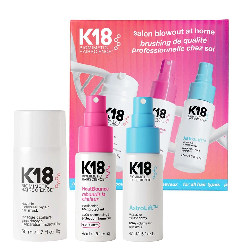 Лимитиран сет за възстановяване, обем и термозащита K18 Salon Blowout at Home Set 