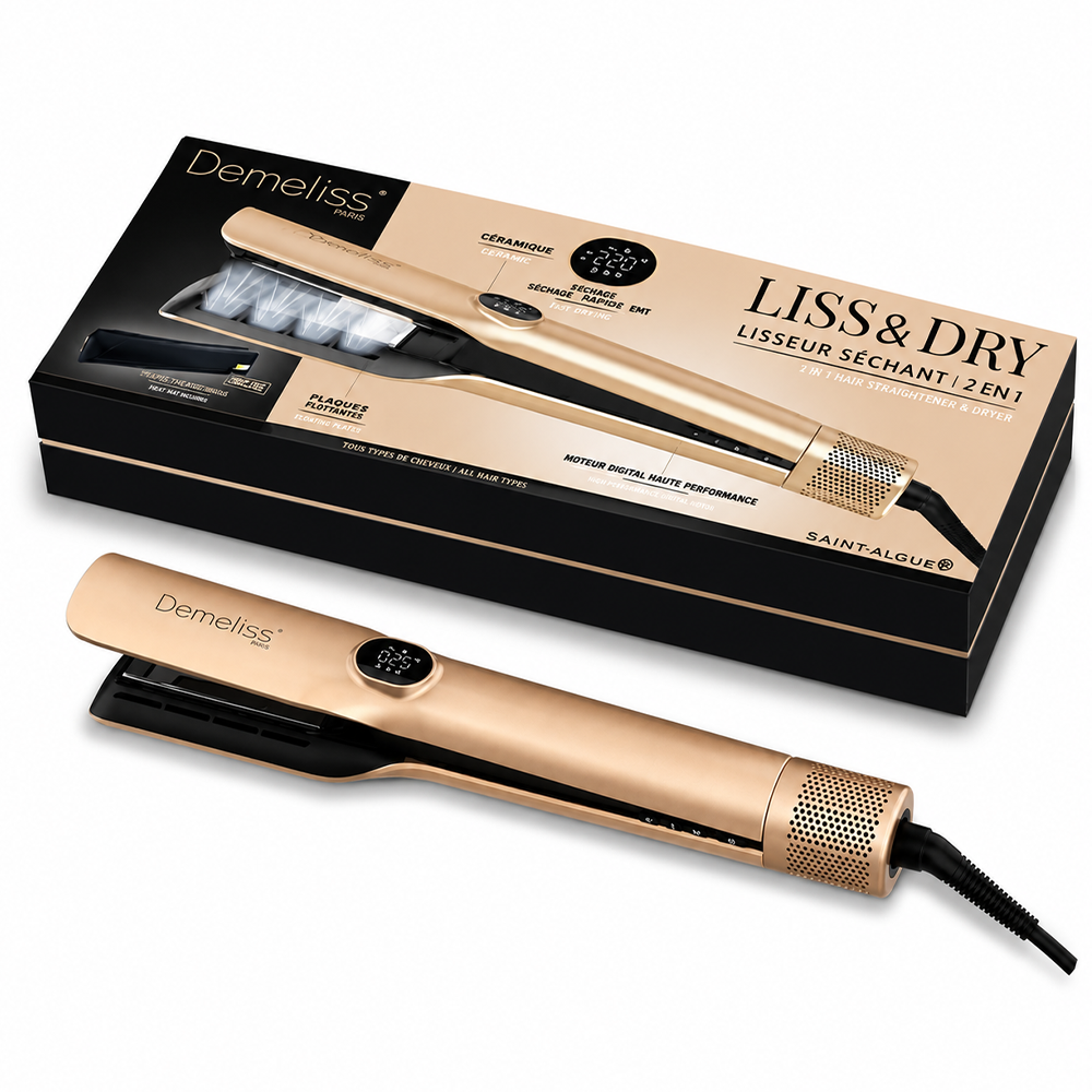 Преса за сушене и изправяне с дигитален мотор 2-в-1 Demeliss Liss and Dry 2-in-1