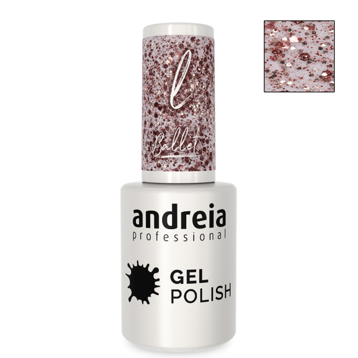 ПОДАРЪК Гел лак с интензивен блясък 10.5 мл Andreia Professional Gold and Pink Glitter Gel Polish Ba4