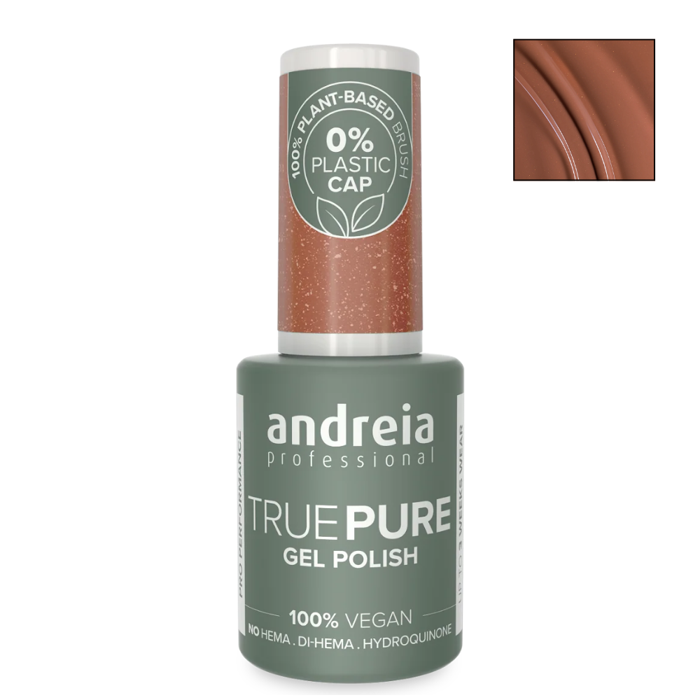 Полуперманентен гел лак за чувствителни нокти 10.5 мл Andreia Professional True Pure Soft shimmering brown T53