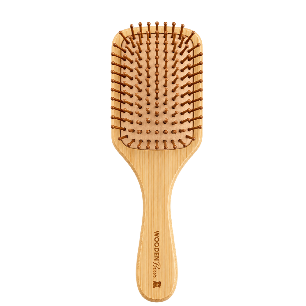 Четка за разресване на коса от естествен бамбук WOODEN Bear Bamboo Paddle Hair Brush