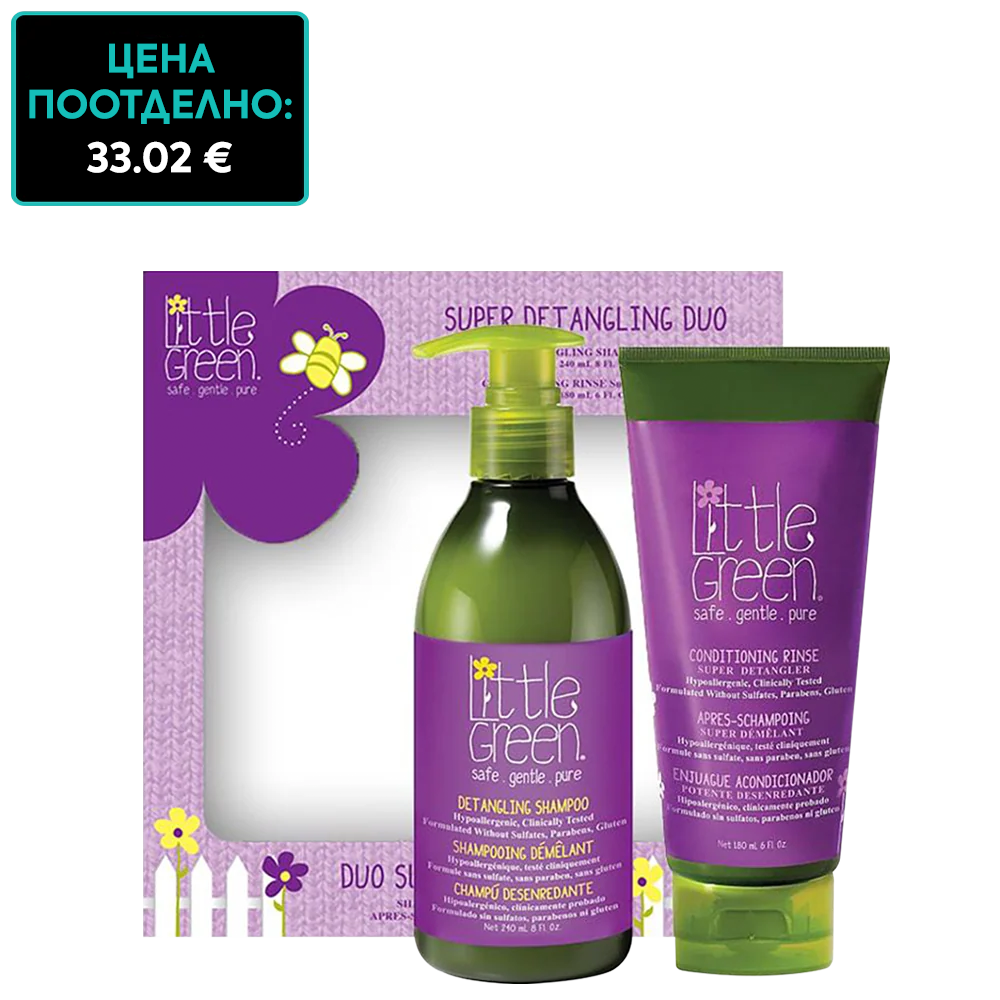 Комплект за деца срещу заплитане на косата от 2 части Little Green Kids Set Super Detangling Duo