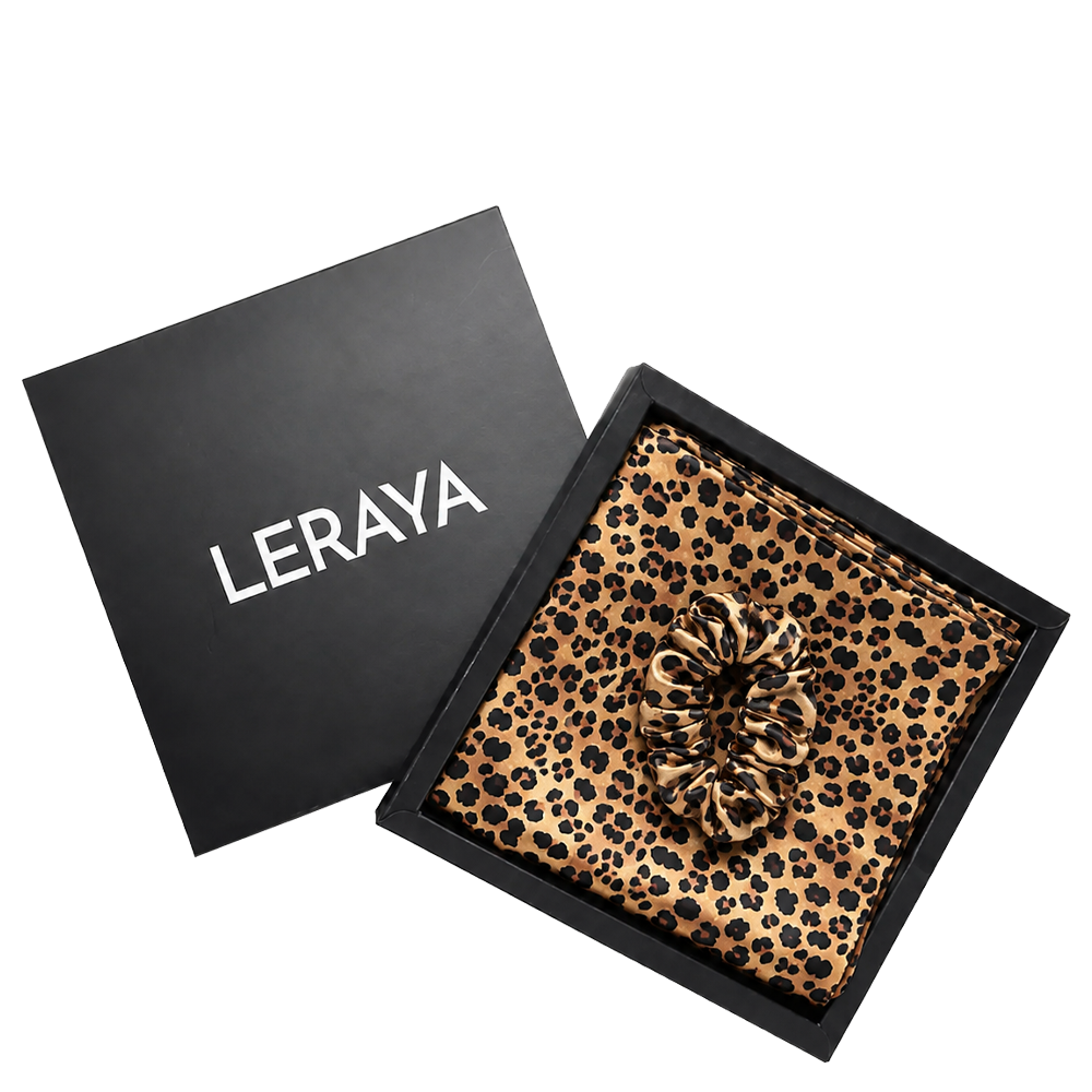 Комплект 2 броя копринена калъфка за възглавница LERAYA The Ultimate Silk Pillowcase Set Leopard