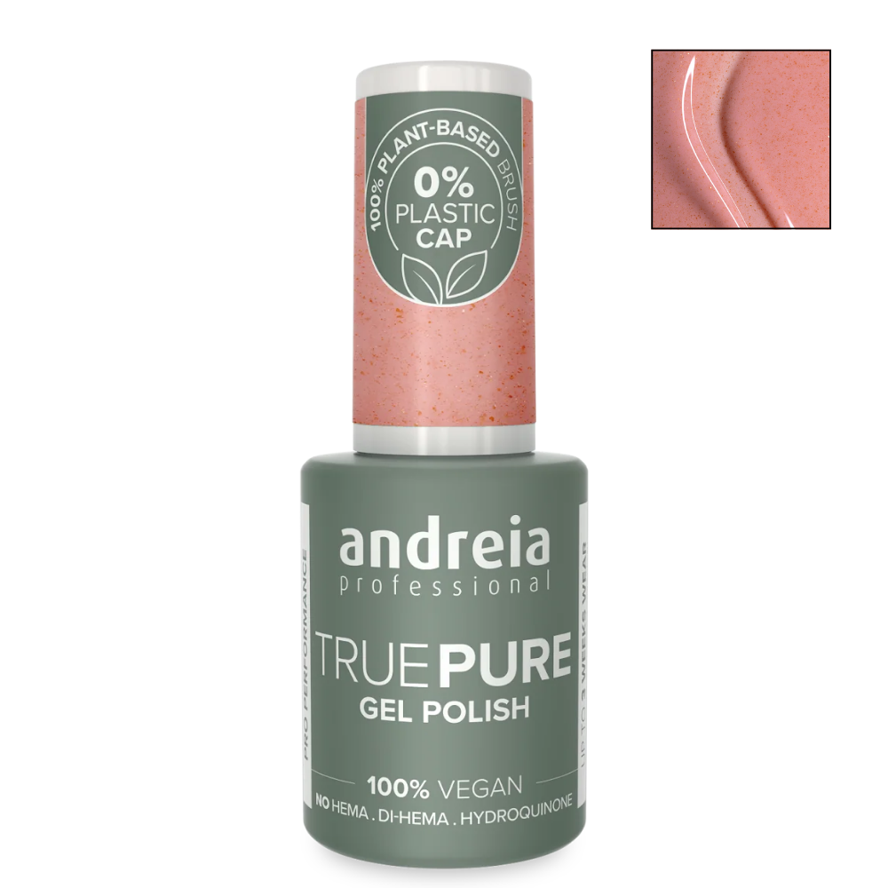 Полуперманентен гел лак за чувствителни нокти 10.5 мл Andreia Professional True Pure Soft pink with a copper shimmer T58
