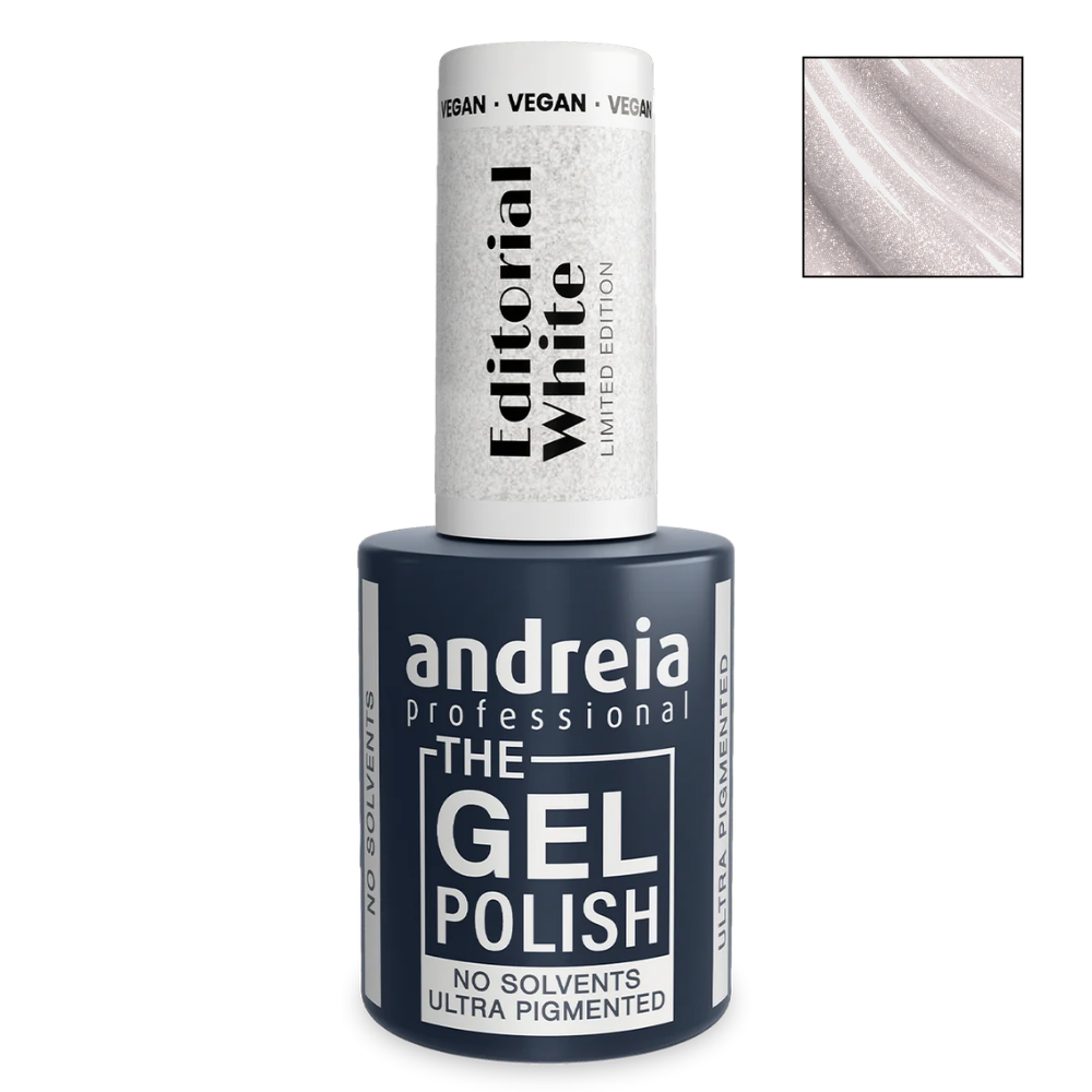 Ултра пигментен гел лак 10.5 мл Andreia Professional The Gel Polish White and Silver Glitter EW6