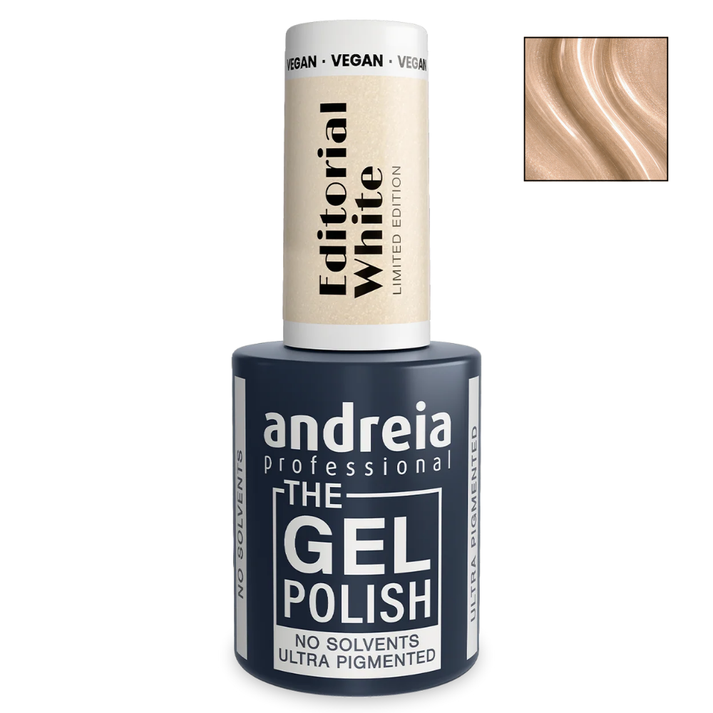 Ултра пигментен гел лак 10.5 мл Andreia Professional The Gel Polish Metallic White with Pink Reflections EW3
