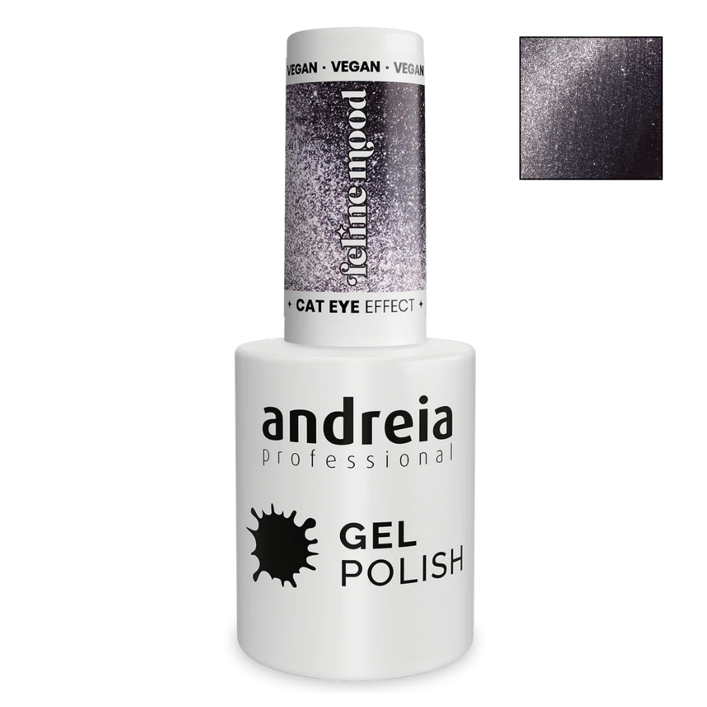 Гел лак с интензивен блясък 10.5 мл Andreia Professional Gel Polish Cat Eye Effect - Magnetic grayish-purple glitter with silver shimmers FE4