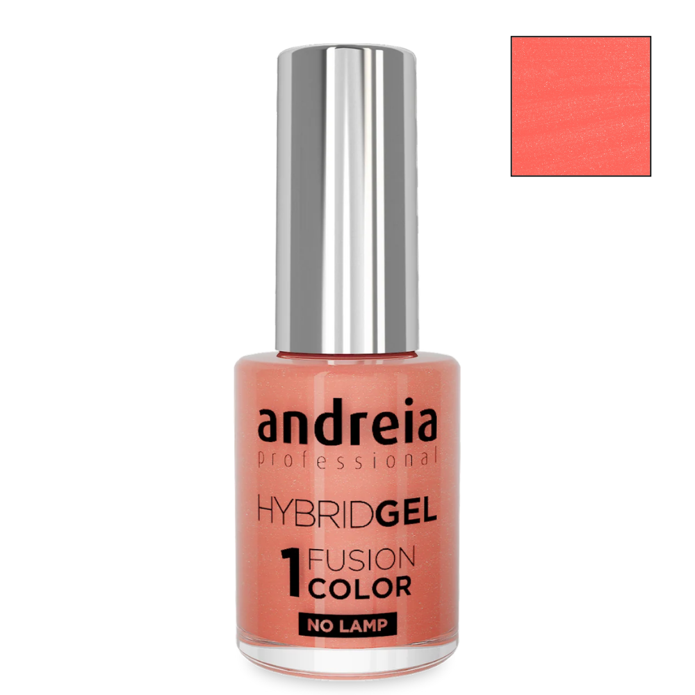 Класически лак с гел ефект - първа стъпка 10.5 мл Andreia Professional HYBRID GEL FUSION COLOR Coral with soft gold shimmers H91
