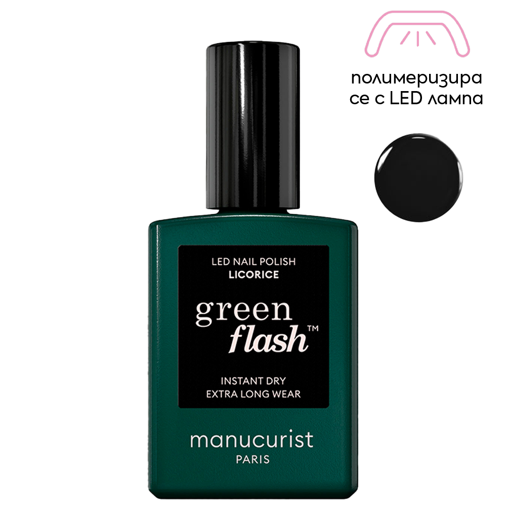 Полуперманентен гел лак за нокти Licorice 15 мл Manucurist Green Flash