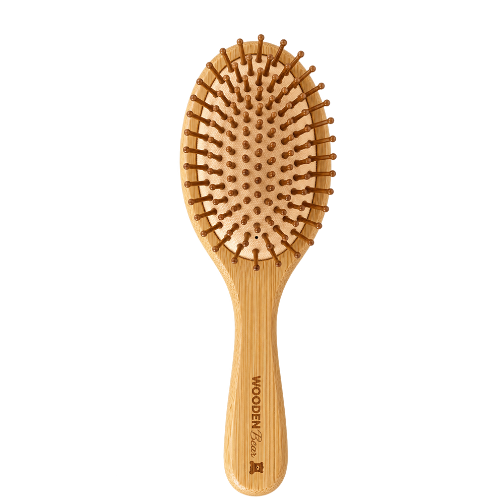 Четка за разресване на коса от естествен бамбук овална WOODEN Bear Oval Bamboo Hair Brush